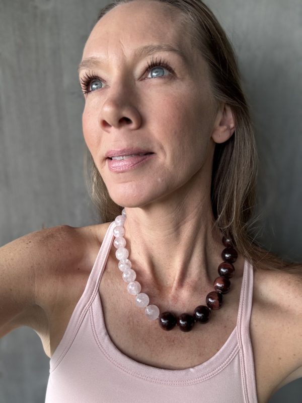 Becky Rose Quartz and Red Tiger Eye Block Necklace - Image 3