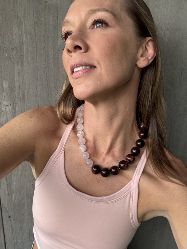 Becky Rose Quartz and Red Tiger Eye Block Necklace - Image 4