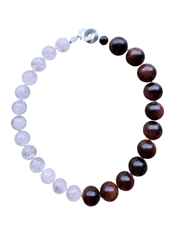 Becky Rose Quartz and Red Tiger Eye Block Necklace - Image 2