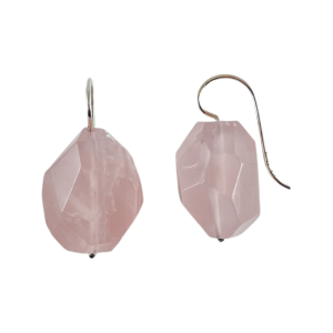 Chunky facetted rose quartz glider earrings