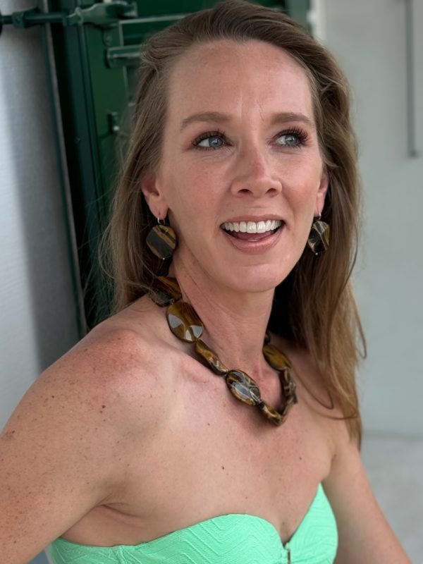 Chunky tiger eye glider earrings