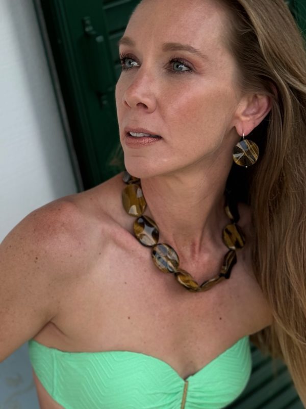 Chunky tiger eye glider earrings - Image 3
