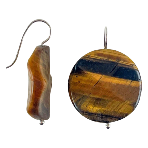 Chunky tiger eye glider earrings - Image 2