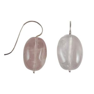 Chunky rose quartz tumbled glider earrings