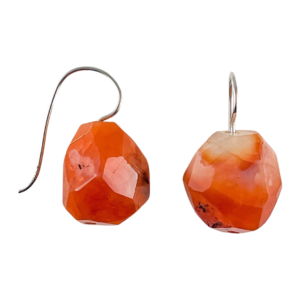 Chunky facetted chalcedony glider earrings