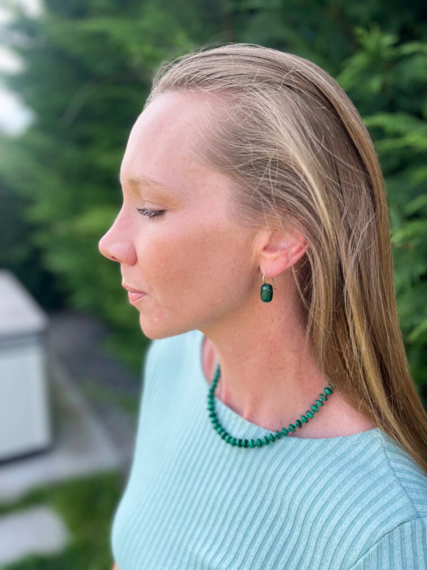 Malachite olive glider earrings - Image 2