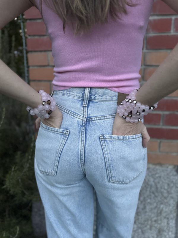Louise Rose Quartz Stretch Stacker Bracelet - Image 4
