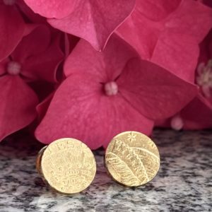 Yellow Gold Lady Liberty Coin Circle Studs