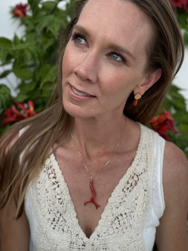 Poppy Red Mediterranean Coral Drop Pendant - Image 4